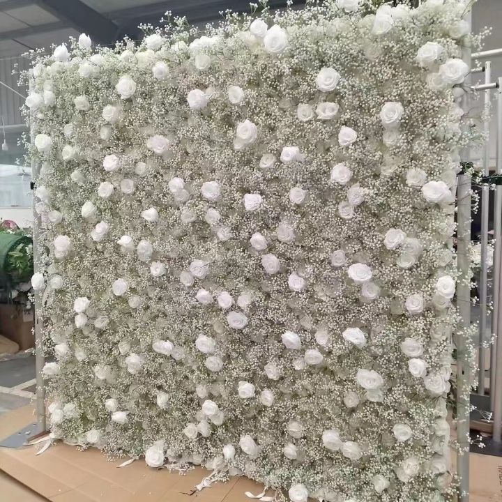 Artificial Flower Wall Rolling Up Curtain Flower Wall
