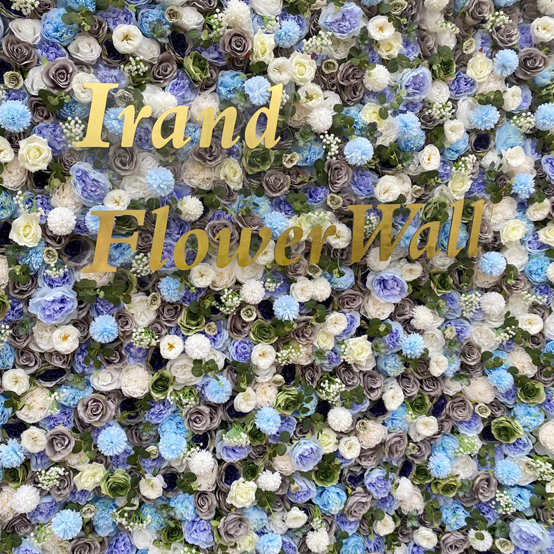 W031 8*8 ft 5D blue flower wall fabric panel for wedding event party decor