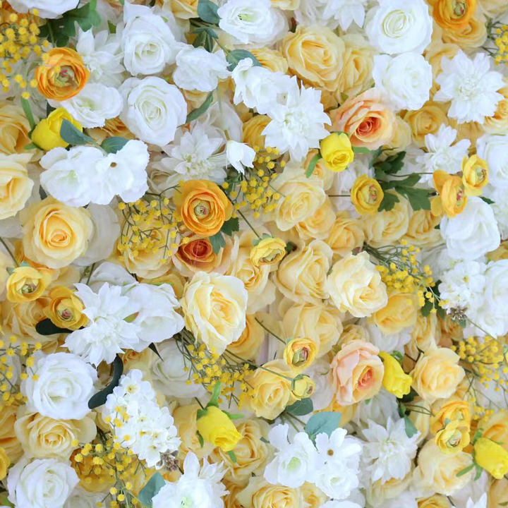 W035 8*8 ft 5D yellow rose flower wall fabric panel for wedding event party decor