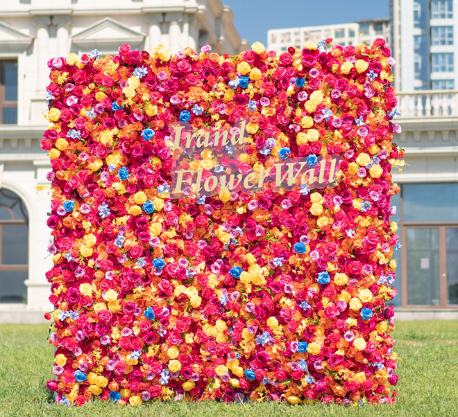Red flower wall colorful roses fabric panel 8*8ft backdrop