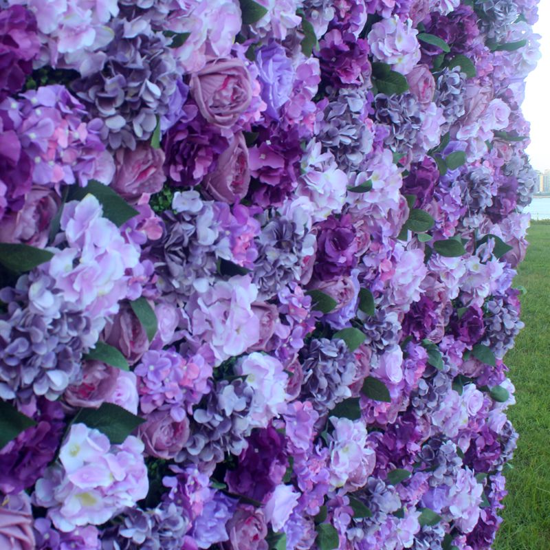 W033 8*8 ft 5D purple flower wall fabric panel for wedding event party decor