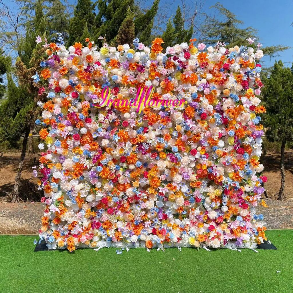 W001 colorful flower wall backdrop for event wedding decoration