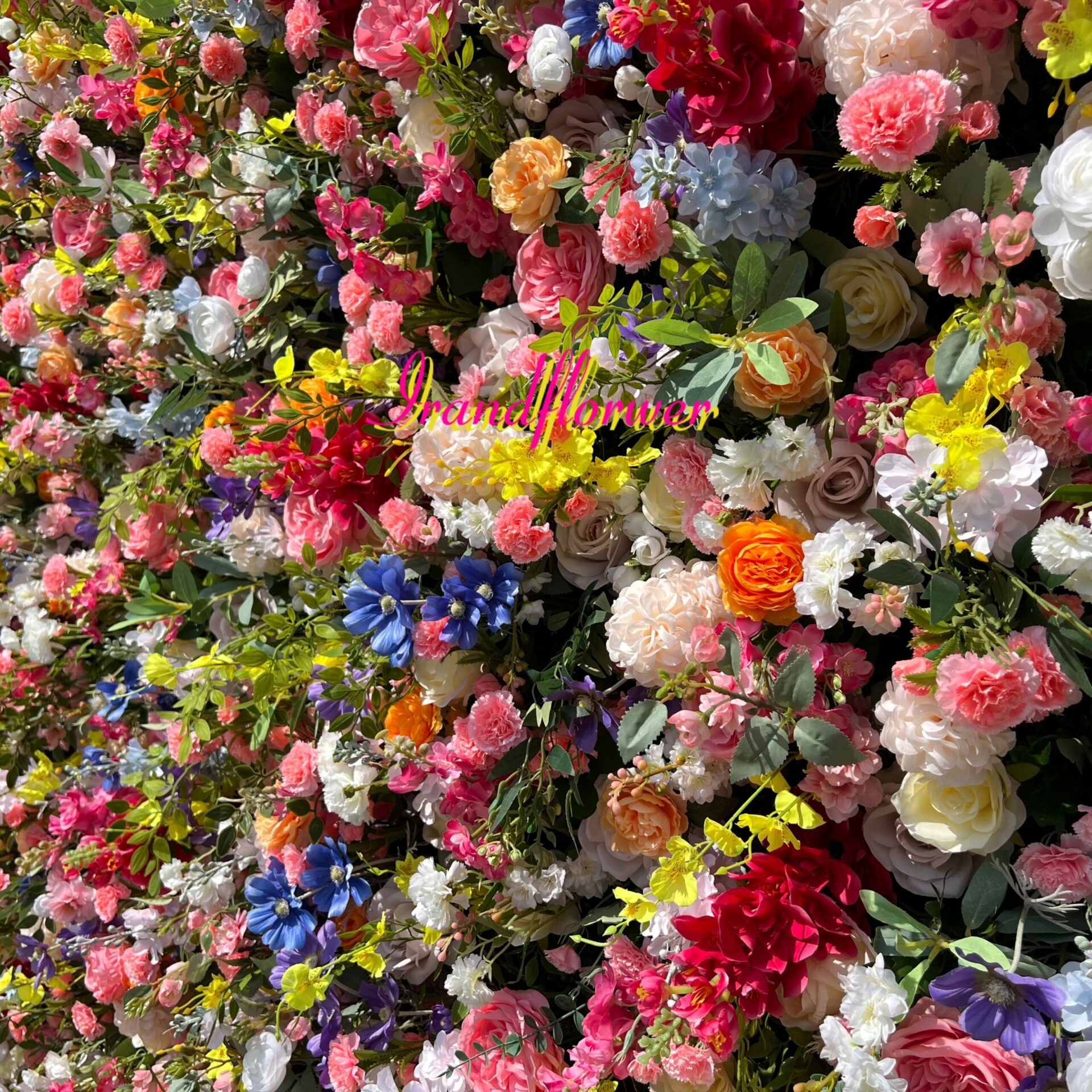 W023 colorful and wild flower full 5d wall for wedding event party decor 8*8ft
