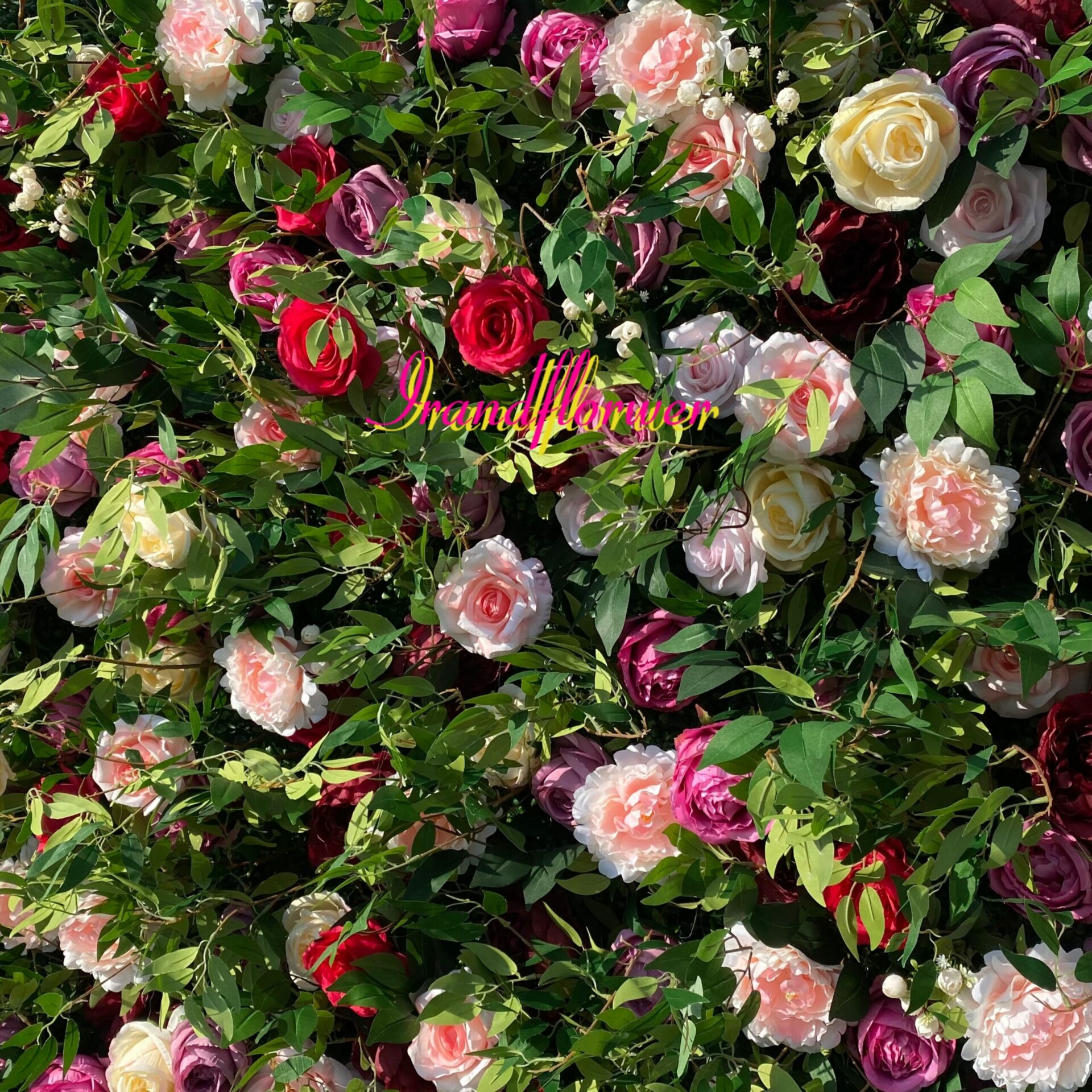 W010 8*8ft red 5D pink grass wall roll up floral backdrop