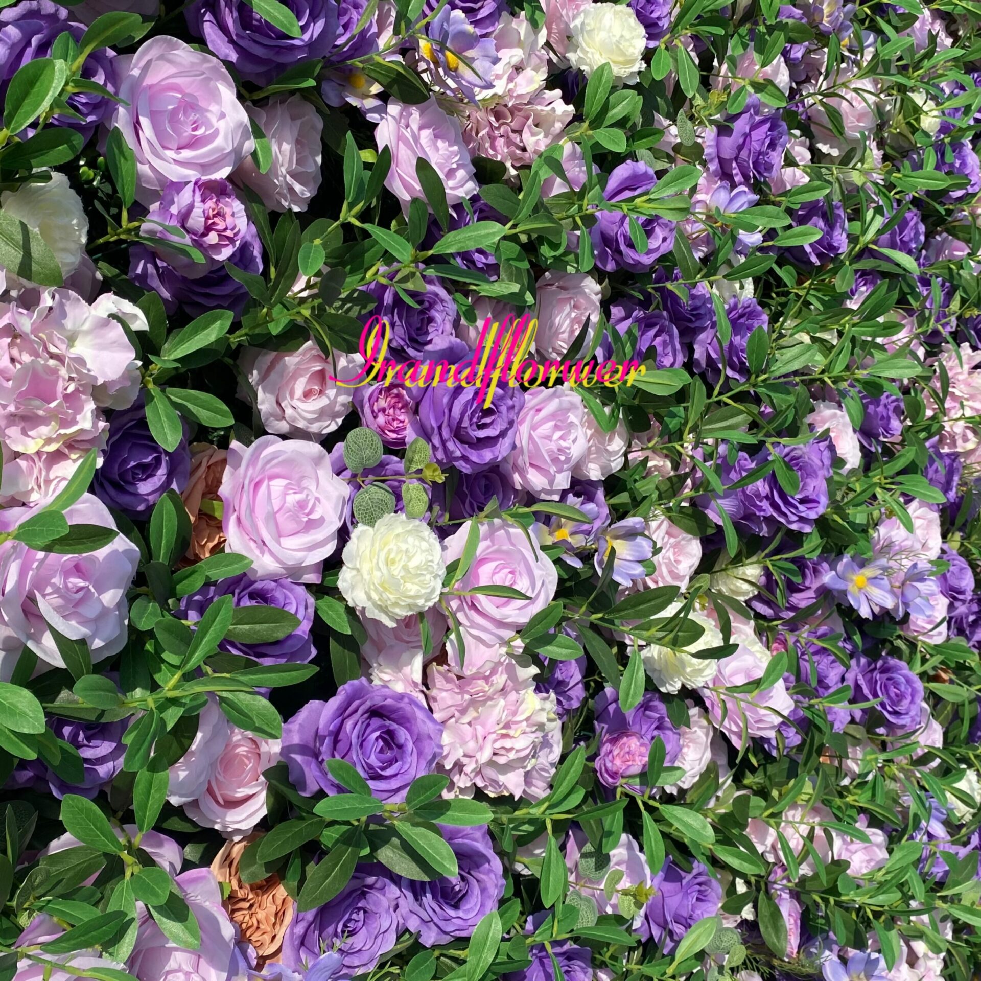 W017 purple and green flower wall for wedding event party decor 8*8ft
