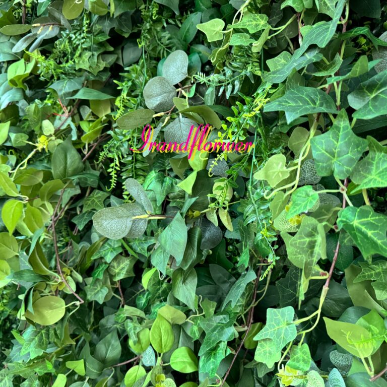 W014 5D grass greenery tropical wall roll up floral backdrop 8*8ft for wedding decor