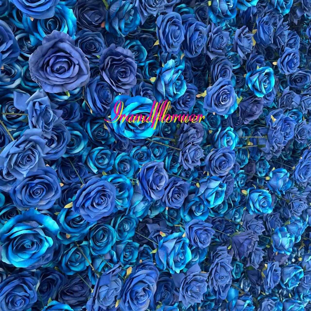 W025 blue rose flower full 5d wall for wedding event party decor 8*8ft