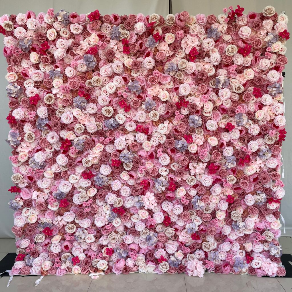 W016 pink rose colorful wall for wedding event party decor 8*8ft