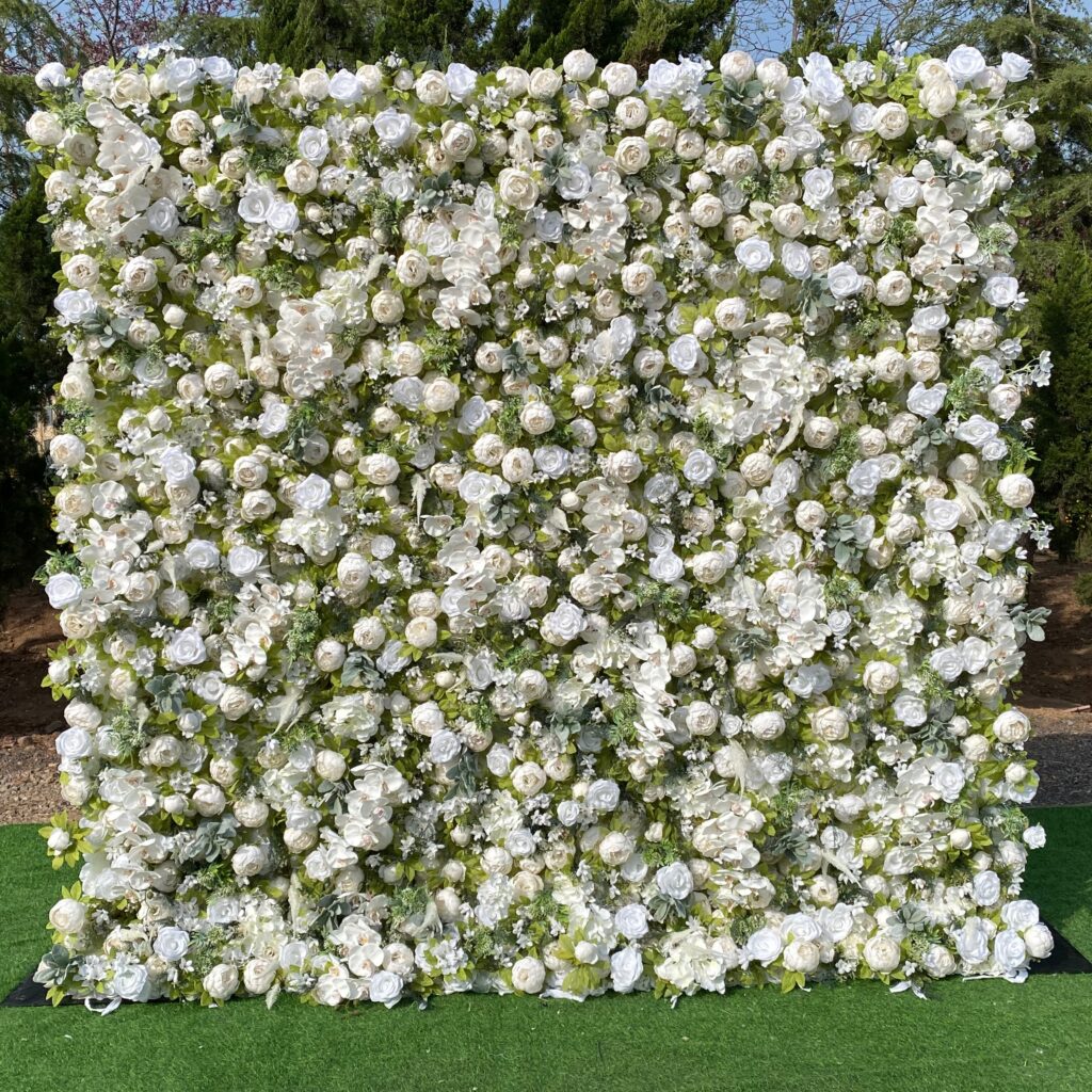 W022 green and white full 5d flower wall for wedding event party decor 8*8ft