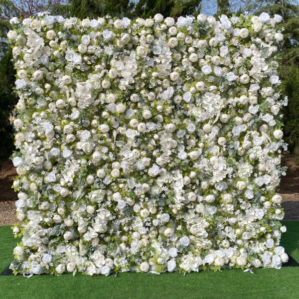 W022 green and white full 5d flower wall for wedding event party decor 8*8ft