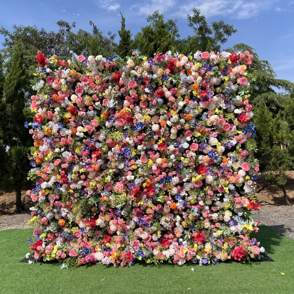 W023 colorful and wild flower full 5d wall for wedding event party decor 8*8ft