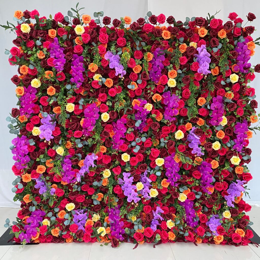 W018 hot sale coloful flower wall for wedding event party decor 8*8ft