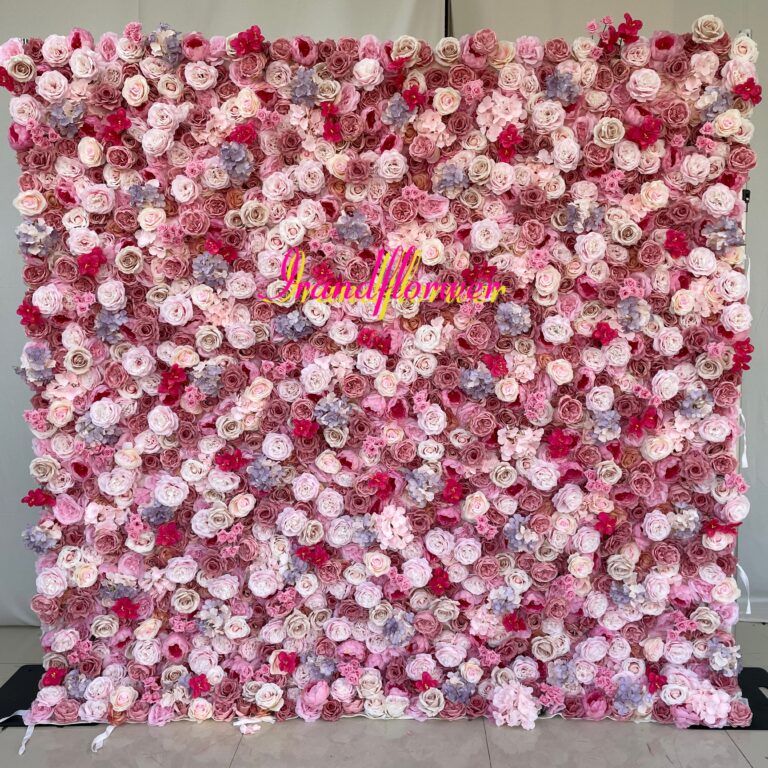 W016 pink rose colorful wall for wedding event party decor 8*8ft