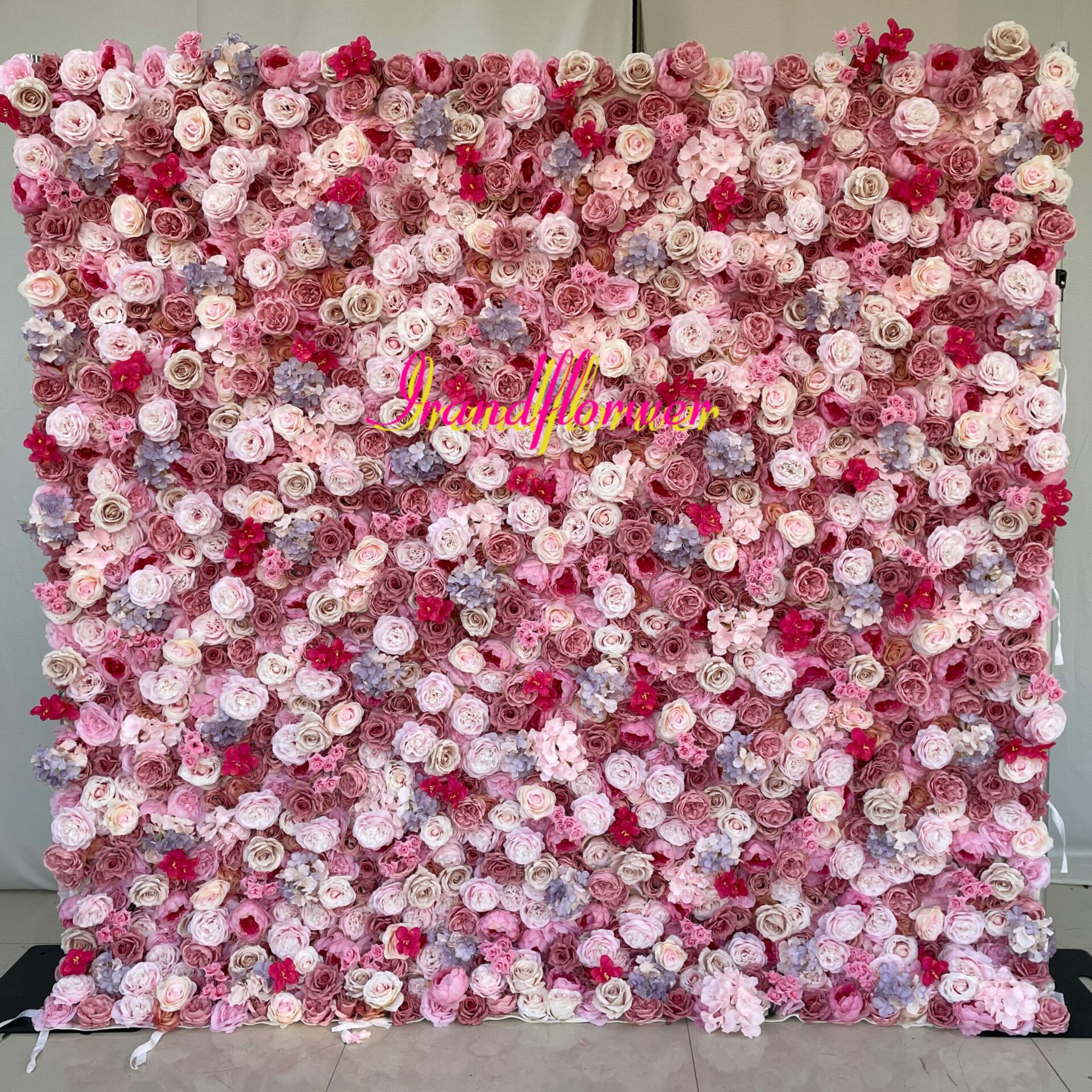 W016 pink rose colorful wall for wedding event party decor 8*8ft