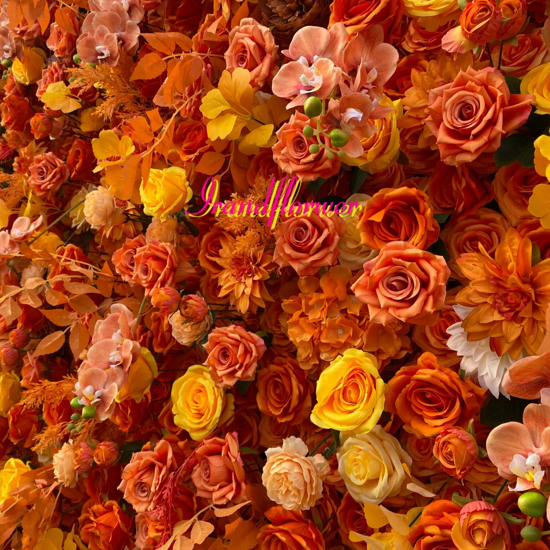 W020 orange flower wall for wedding event party decor 8*8ft