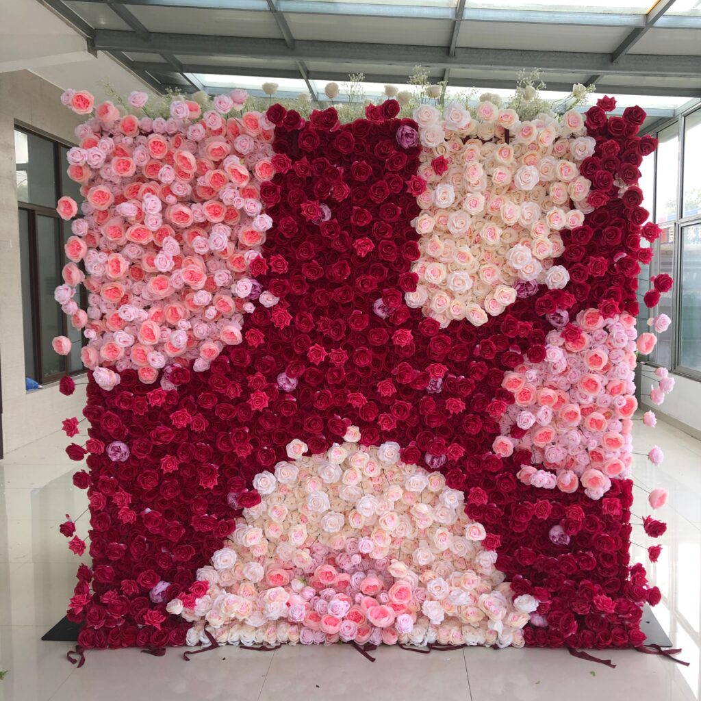 W027 pink rose flower wall for wedding event party decor 8*8ft