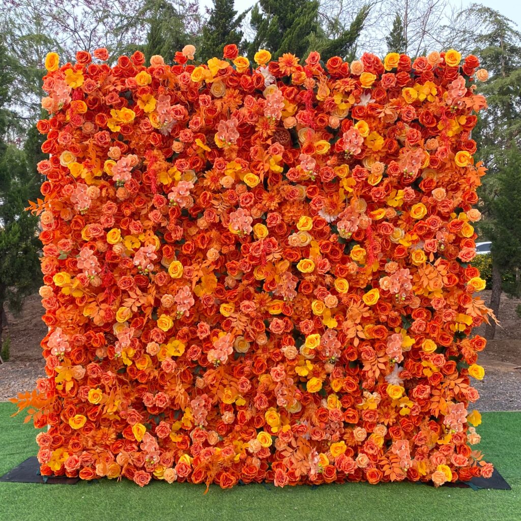 W020 orange flower wall for wedding event party decor 8*8ft