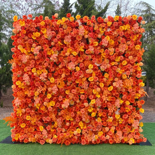 W020 orange flower wall for wedding event party decor 8*8ft