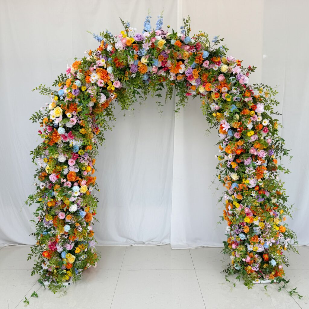 A009 factory direct garden colorful flower arch for wedding backdrop event decor