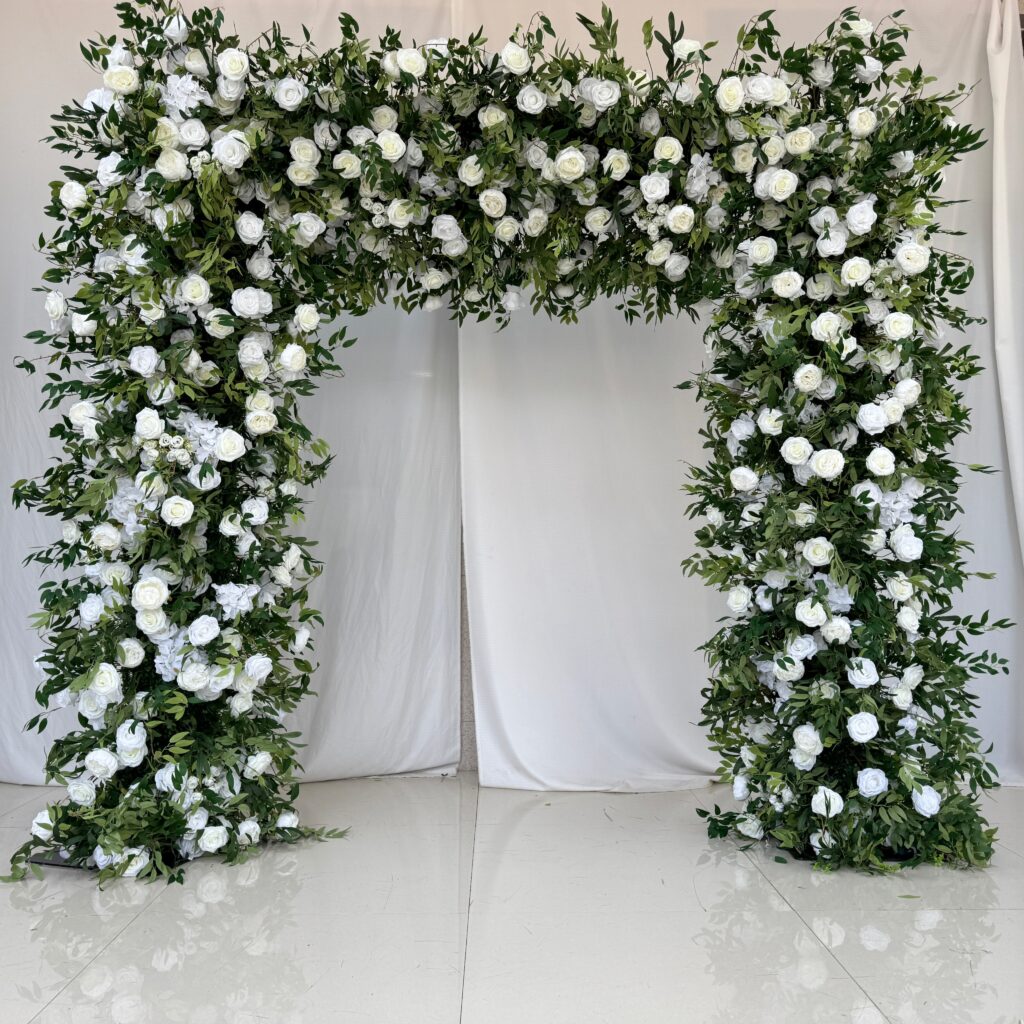 A001 8*8ft flower garden arch floral backdrop green and white flower arch