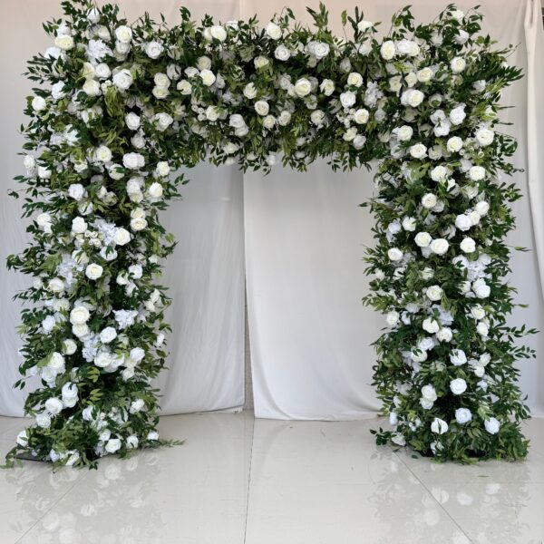 A001 8*8ft flower garden arch floral backdrop green and white flower arch