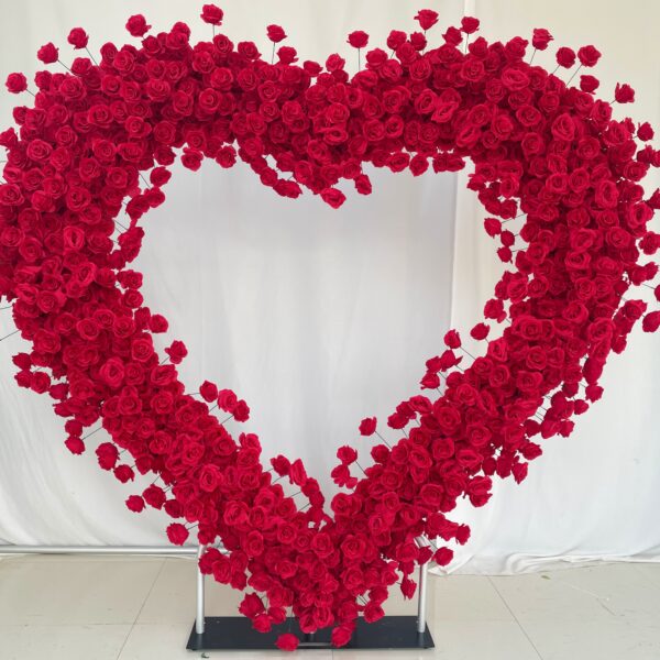 A002 heart shaped red rose flower arch for events baby shower engagement