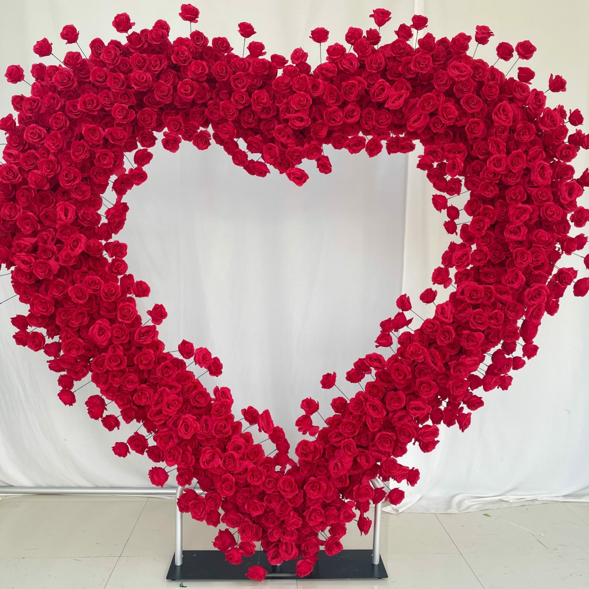 A002 heart shaped red rose flower arch for events baby shower engagement