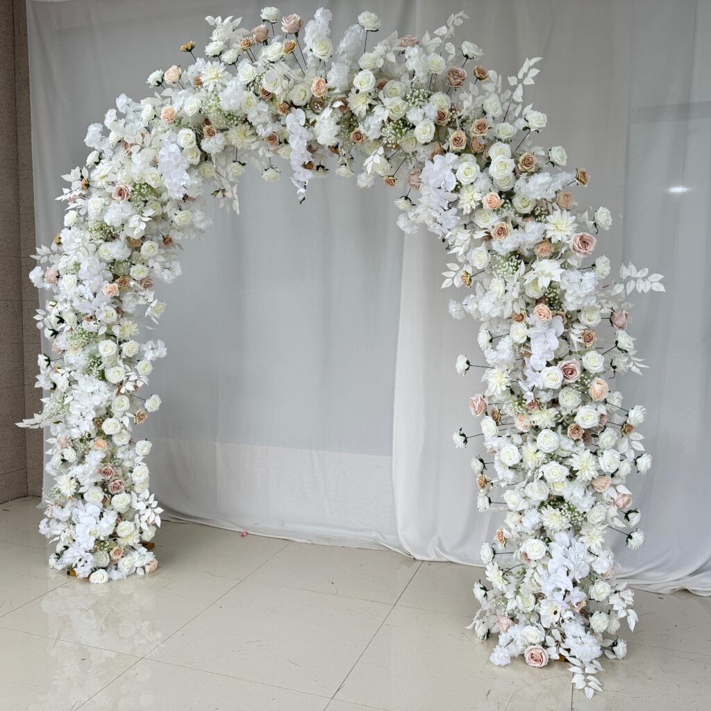 A011  hot white and green orchids arch  U shaped stand arch