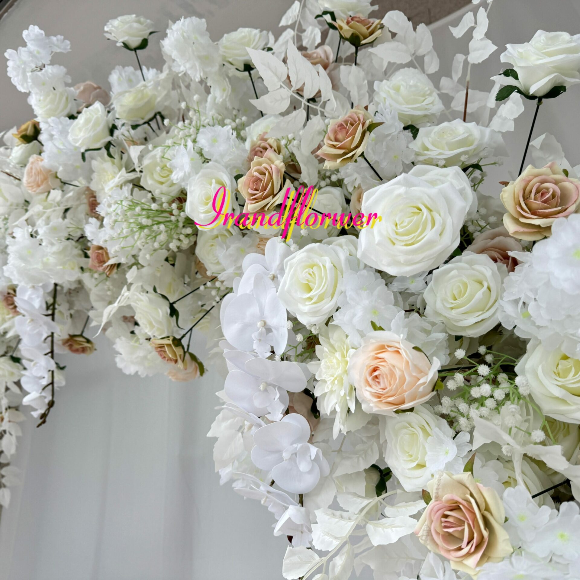 A011 hot white and green orchids arch U shaped stand arch