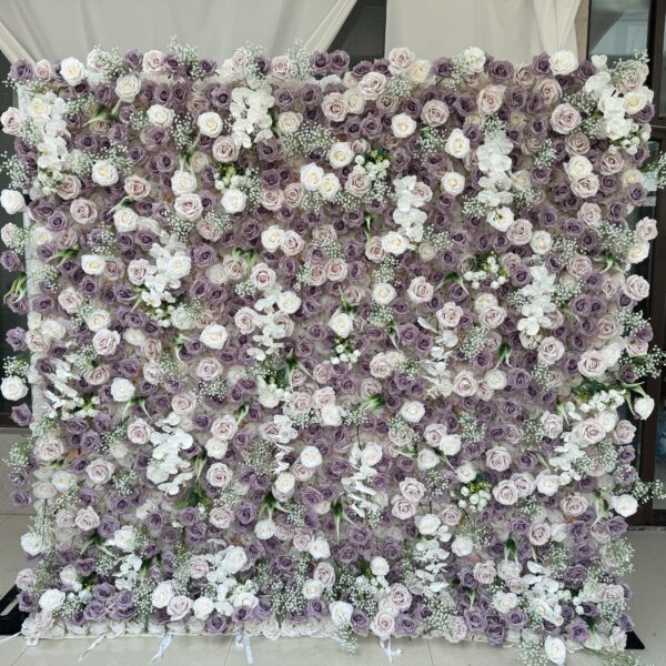 W038 8*8 ft purple babys breath flower wall fabric panel for wedding event party decor