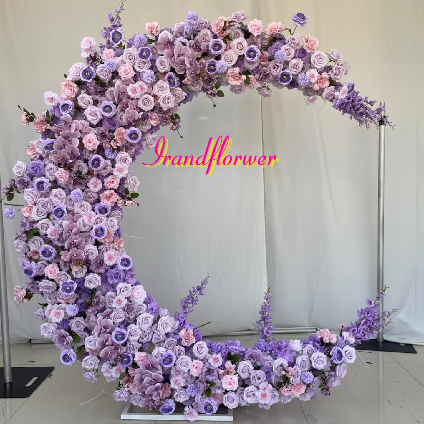 A012  purple moon shaped arch pretty backdrop for events decor