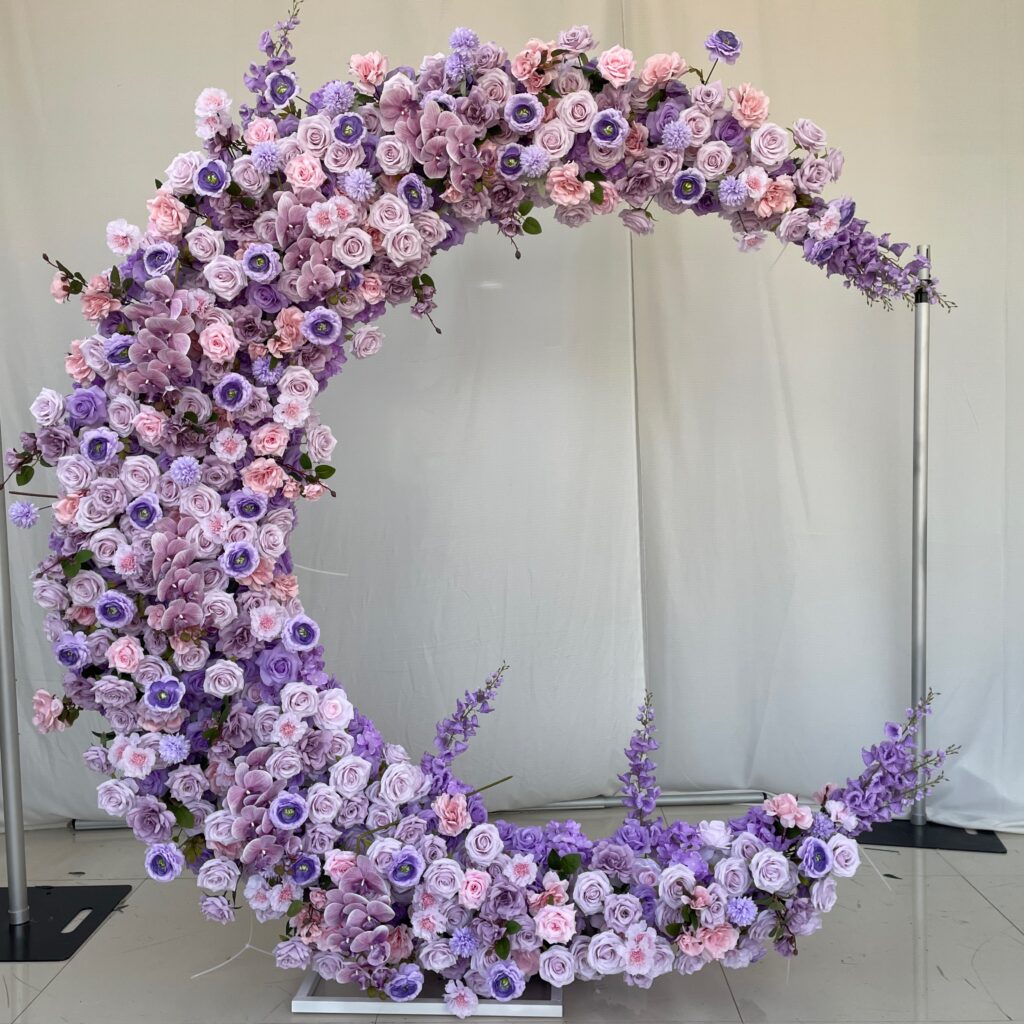 A012  purple moon shaped arch pretty backdrop for events decor