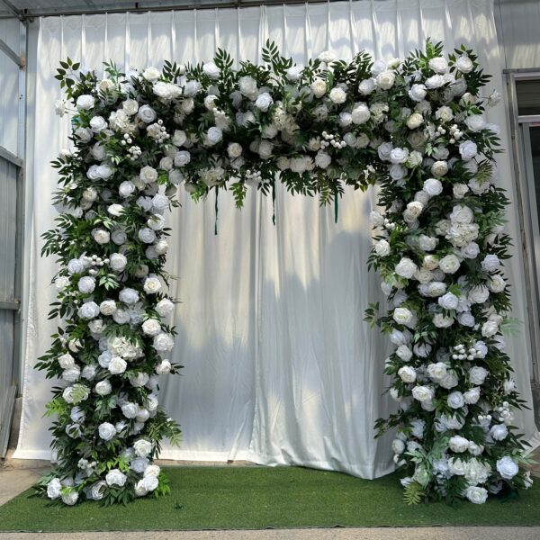 A008 2.4m*2.4m green and white garden flower arch for wedding floral backdrop events party