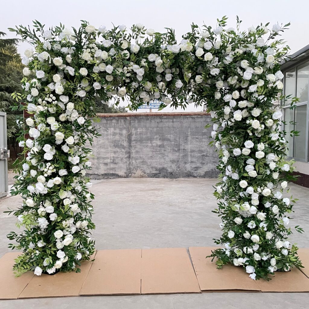 A006 2.4m*2.4m green and white garden  flower arch for wedding floral backdrop
