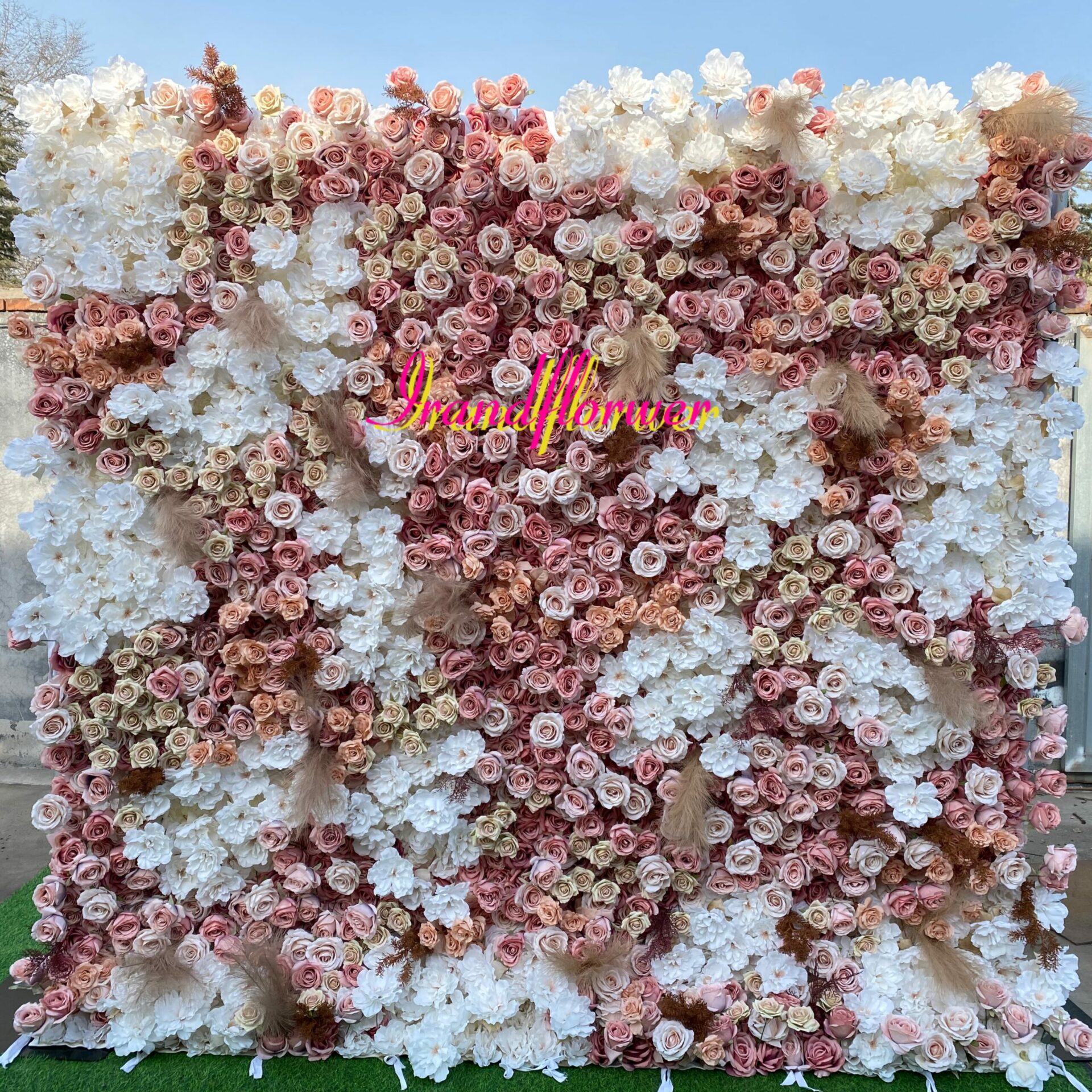 W042 5D  hot sale factory direct pink flower wall fabric panel for wedding event party baby shower decor