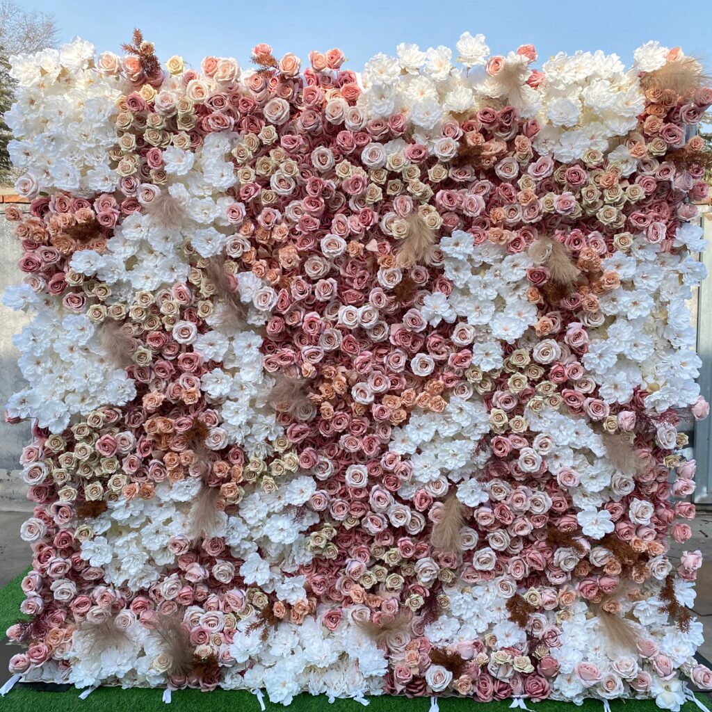 W042 5D hot sale factory direct pink flower wall fabric panel for wedding event party baby shower decor