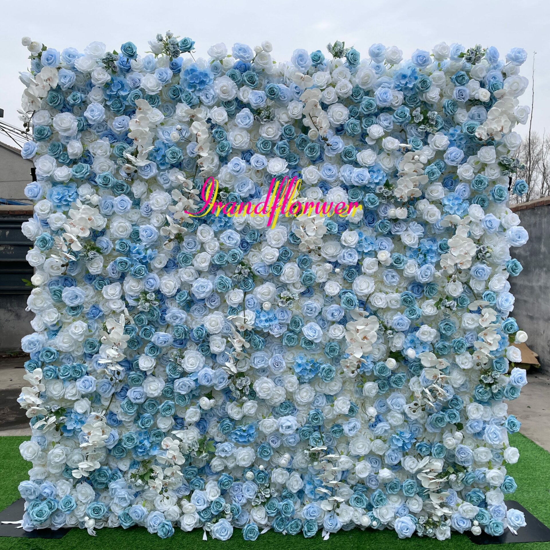 W043 hot sale blue and white flower wall backdrop for wedding bridal celebrations