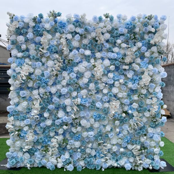 W043 hot sale blue and white flower wall backdrop for wedding bridal celebrations