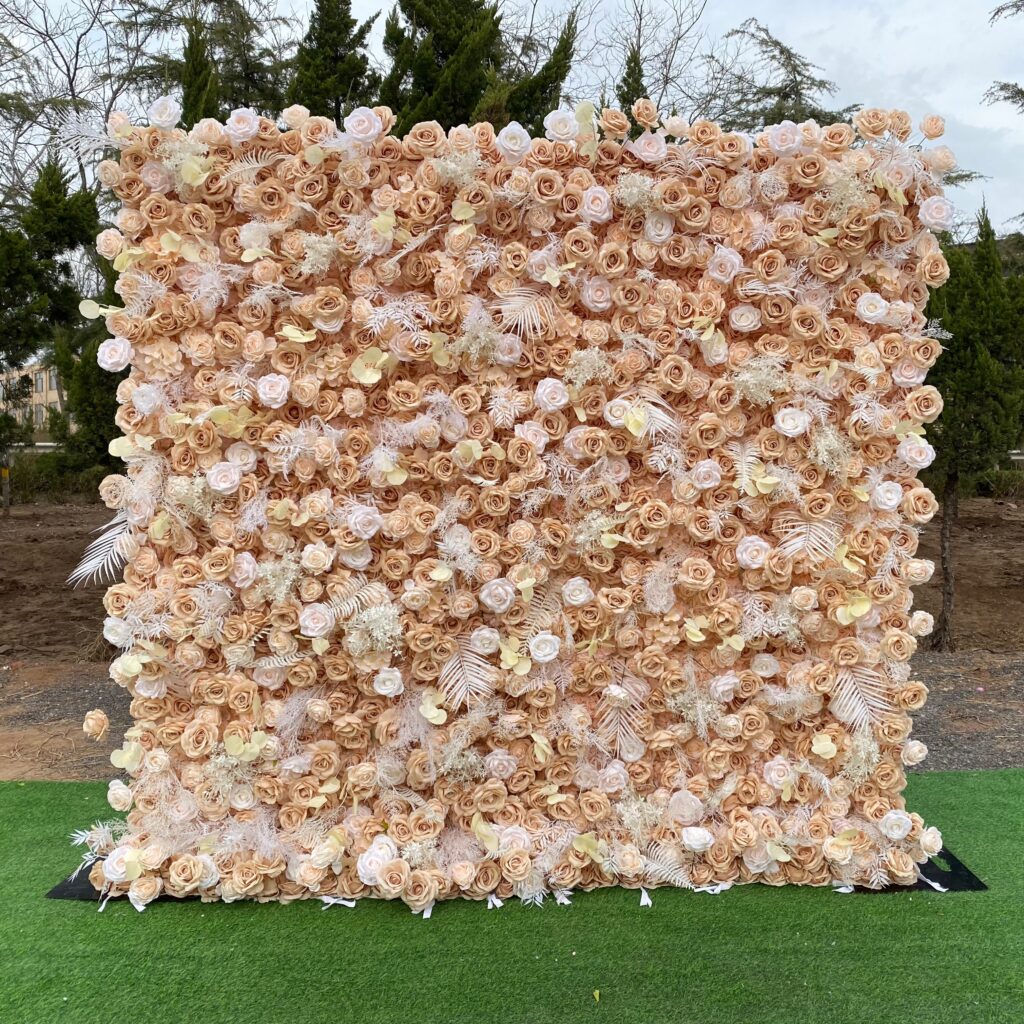 W051 high quality 8*8ft flower wall with feather for baby shower wedding bridal celebrations