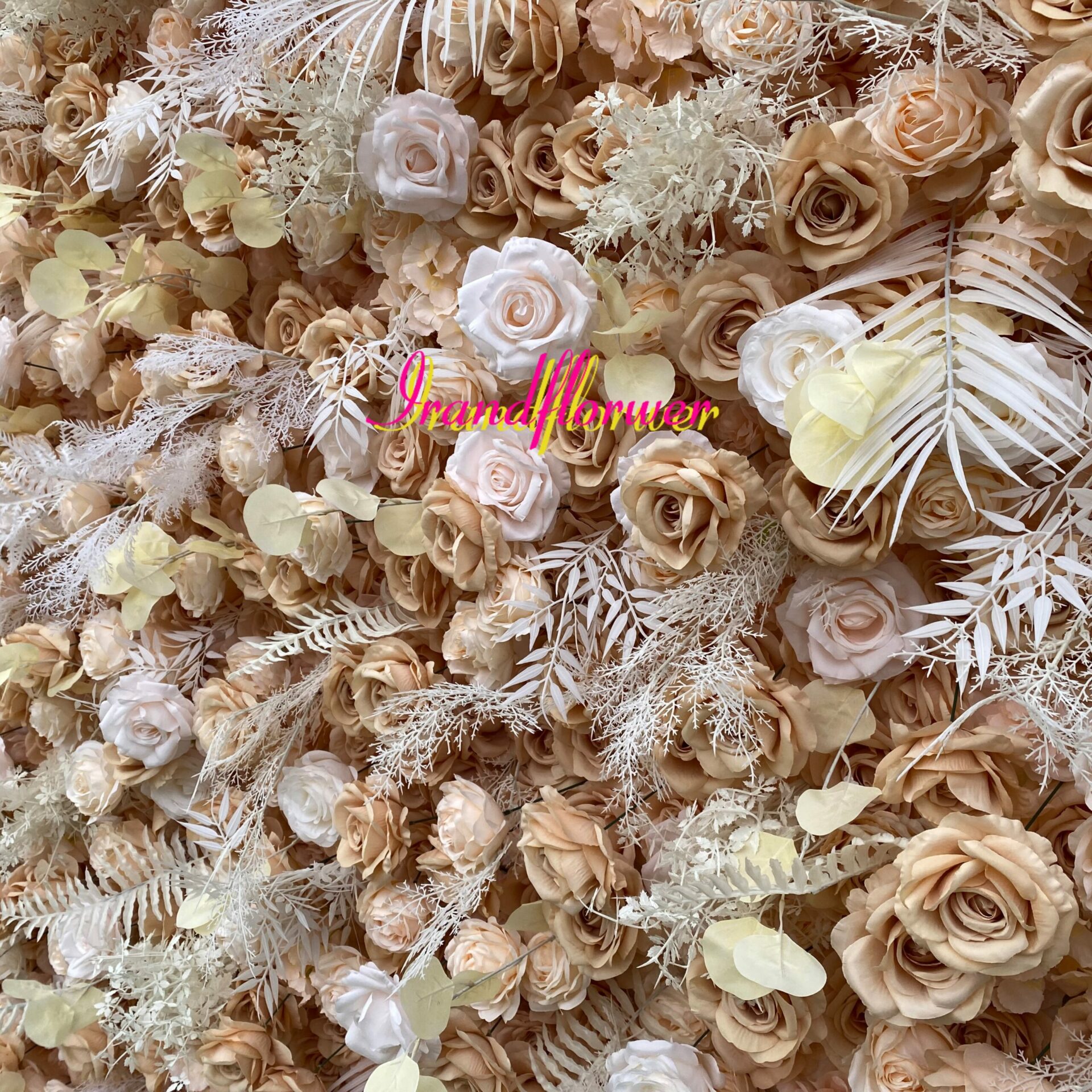 W051 high quality 8*8ft flower wall with feather for baby shower wedding bridal celebrations