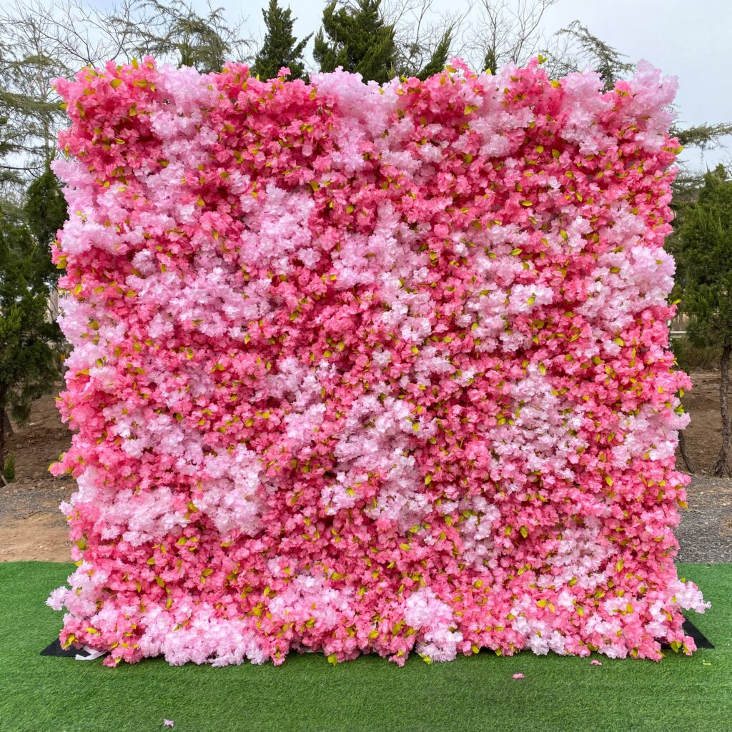 W053 high quality pink cherry blossom flower wall for baby shower wedding bridal celebrations 8*8 ft