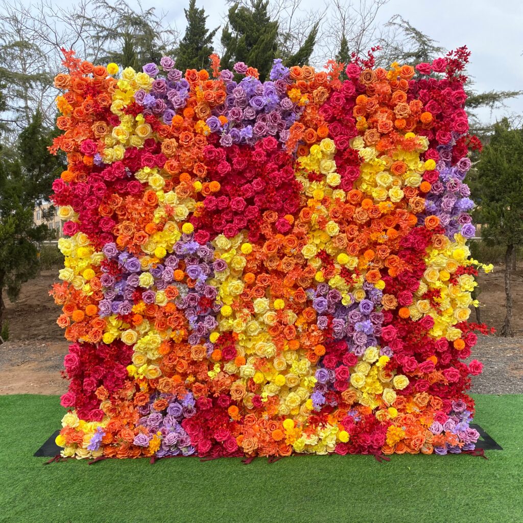 W054 high quality coloful flower wall for baby shower wedding bridal celebrations 8*8 ft