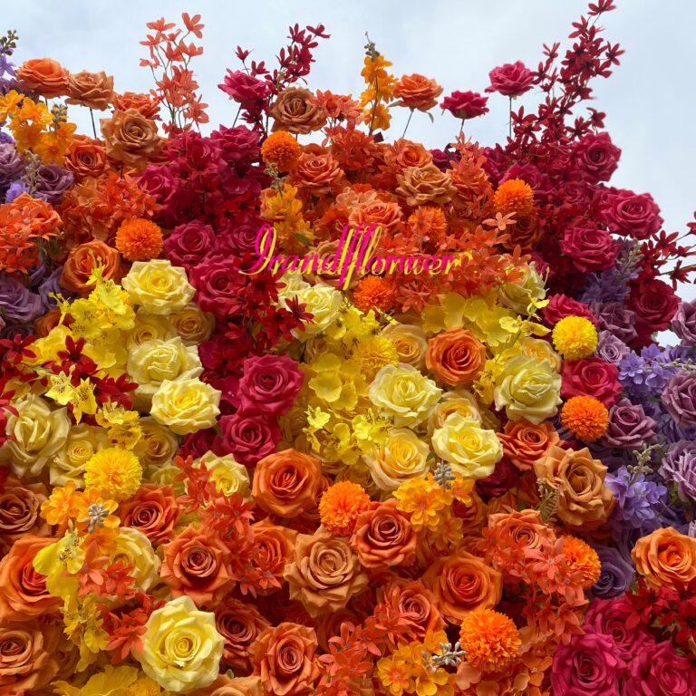 W054 high quality coloful flower wall  for baby shower wedding bridal celebrations 8*8 ft