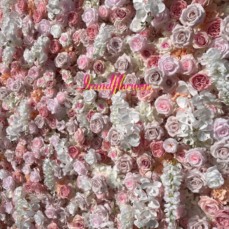 W056 8*8 ft floral backdrop pink roses flower wall for wedding  decor