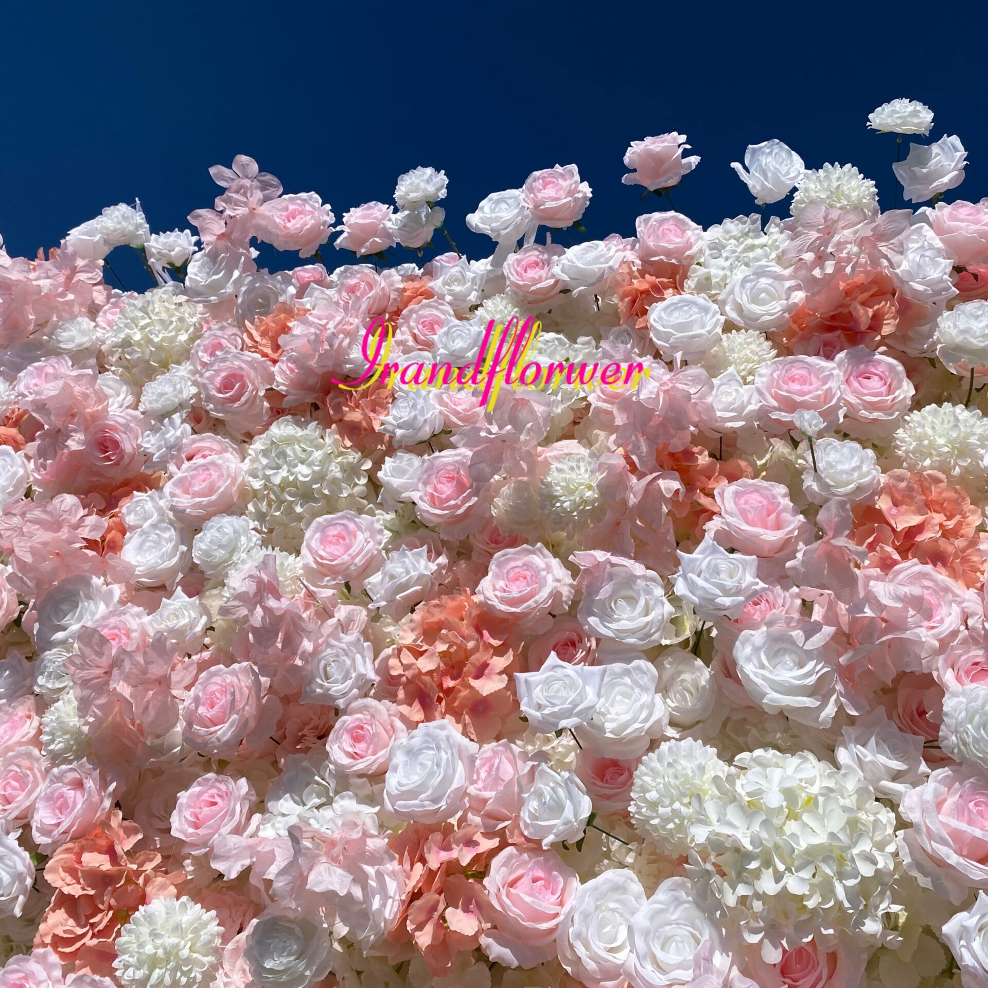W057 high quality pink flower wall  for baby shower wedding bridal celebrations 8*8 ft with pink and white roses