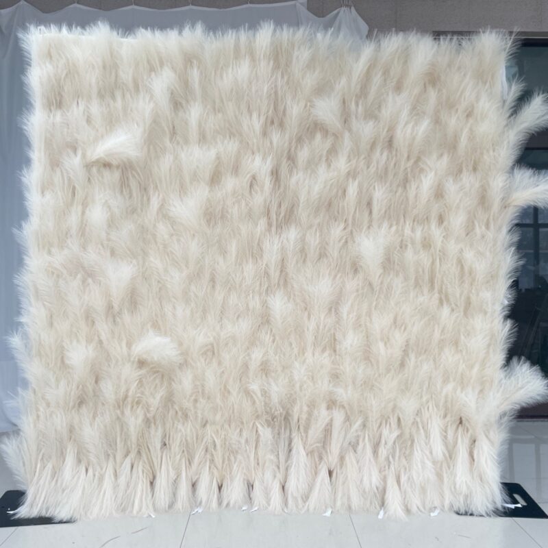 W045 8*8 ft white reeds flower wall backdrop fabric panel for wedding