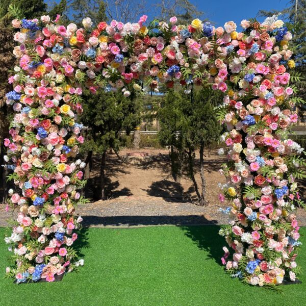A007 2.4m*2.4m colorful pink garden flower arch for wedding floral backdrop events part