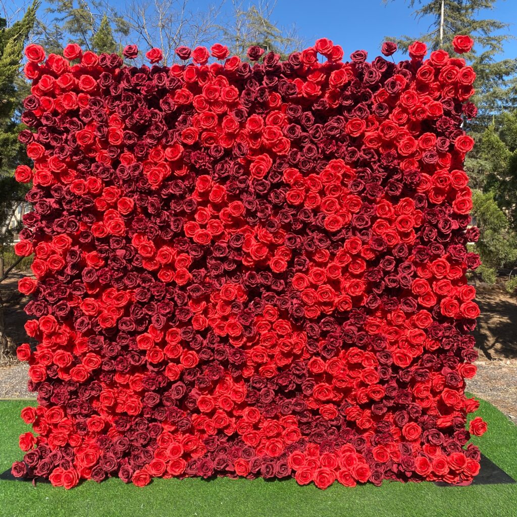 W044 8*8 ft red roses flower wall backdrop fabric panel for wedding