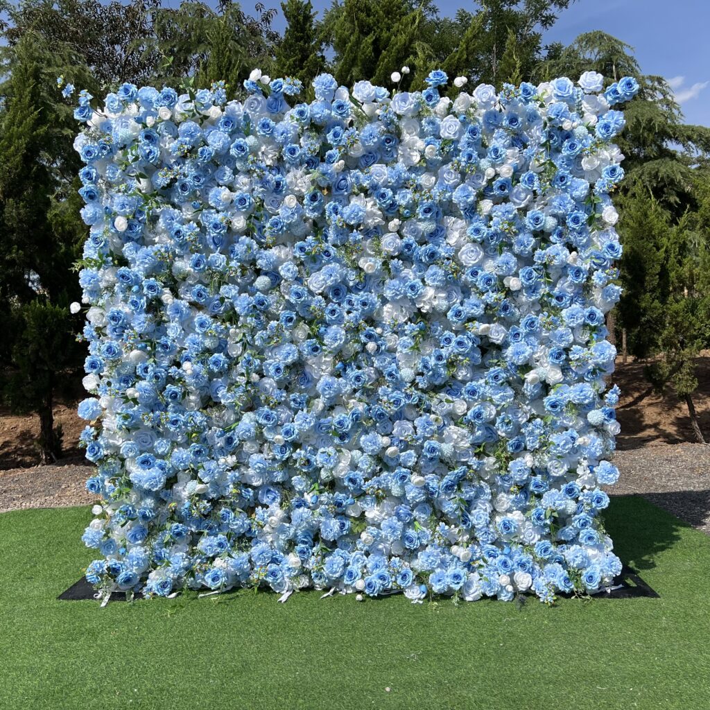 W002 blue flower wall backdrop for event wedding decoration