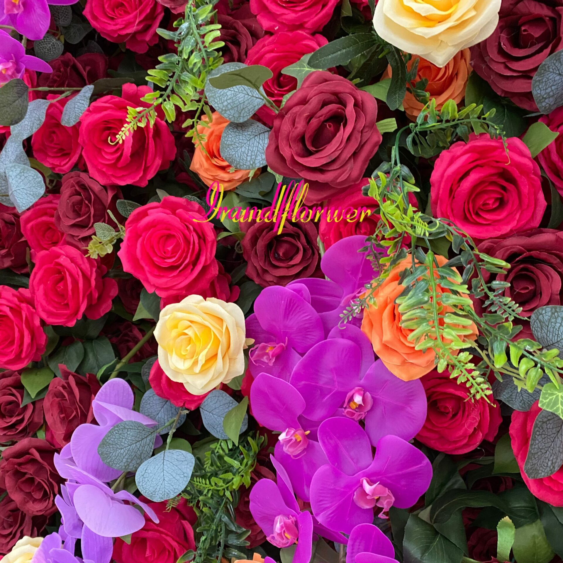 W018 hot sale coloful flower wall for wedding event party decor 8*8ft